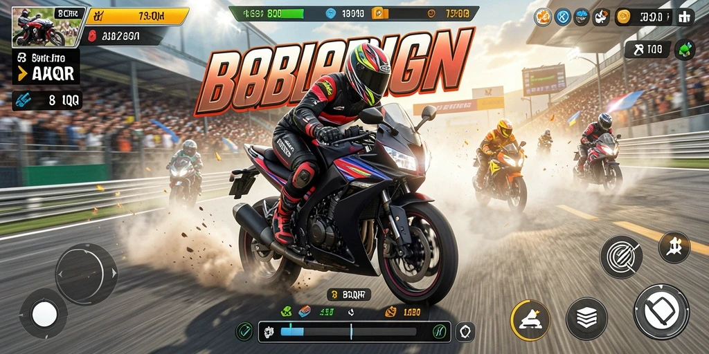 Tampilan menarik gameplay balapan motor 8QR.