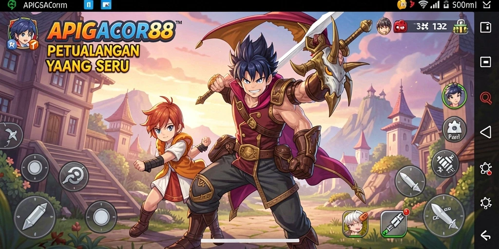 Tangkapan layar gameplay <strong>APIGACOR88</strong> menampilkan karakter anime yang beraksi dinamis.