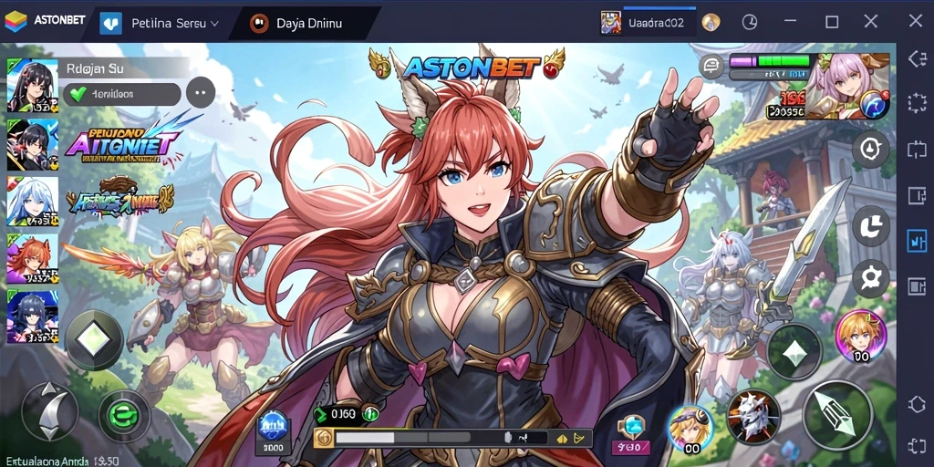 Screenshot gameplay ASTONBET menunjukkan aksi karakter anime yang mendebarkan.