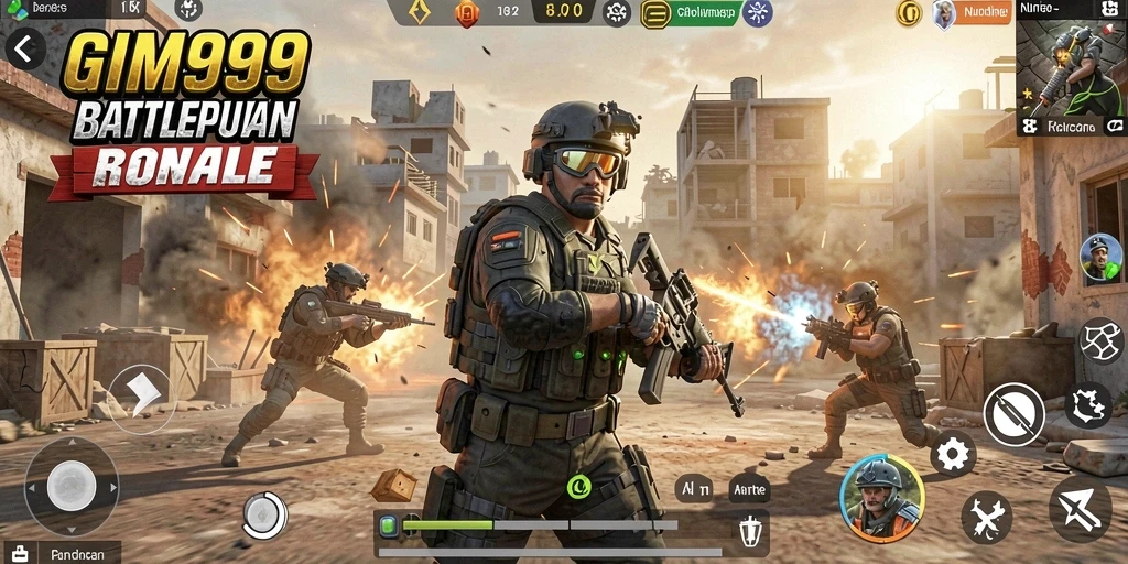 Tampilan gameplay seru dalam GIM999 dengan aksi pertempuran intens.