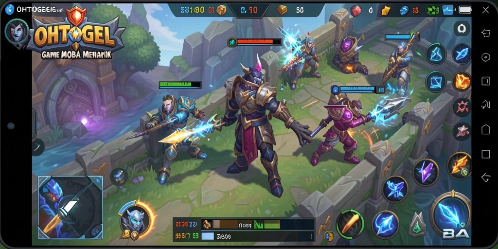 Screenshot gameplay OHTOGEL yang menunjukkan pertarungan seru di arena MOBA.